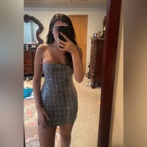 FASHIONNOVA- As If Sequin Mini Plaid Dress